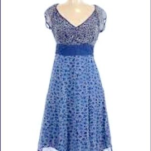 Vintage Anthropologie Viola Silk Conundrum Navy Dress